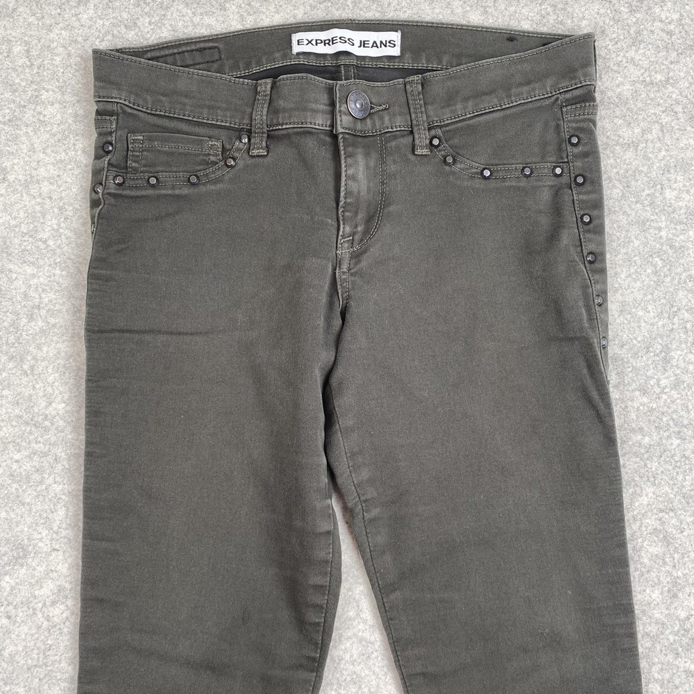 Express Leggings Womens 4 (29x29) Green Stella Low Rise Studded Jegging Pants